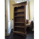 Carved Pine Bookshelf on Bracket Supports 6ft 4 Inches High x 32 Inches Wide Approximately