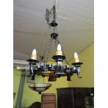 Wheel Form wrought Metal Chandelier