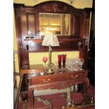 Edwardian Mahogany Fire Surround with Dome Top and Mirror Insert