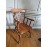 Antique Pine Arm Chair on Turned Supports