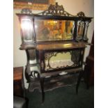 Antique Glazed Mahogany Display Cabinet with Shaped Upper Decoration