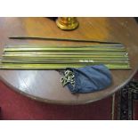 Antique Complete Set of Brass Polished Stair Rods with Accompanying Eyes