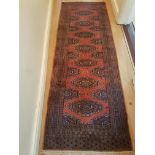 Persian Pure Wool Runner Rug with Geometric Motifs and Fringes to Extremities 24 Inches Wide x 71