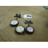 Three Neat Form Nurses Pocket Watches with Roman Numeral Dials and Ribbon Motifs