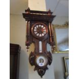 Edwardian Wall Clock with Roman Numeral Dial and Enamelled Face