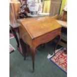 Victorian Marquetry Decorated Bureau Dame Fitted Interior Three Quarter Brass Gallery 32 Inches Wide