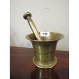 Georgian Brass Mitre of Fluted Form Ascending Base with Accompanying Pestle