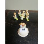 Seven Hummel Figurines To Include Water Font