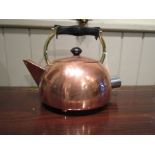 Edwardian Electric Copper Kettle with Ebony Swing Handle and Cubist Spout 12 Inches Wide x 9