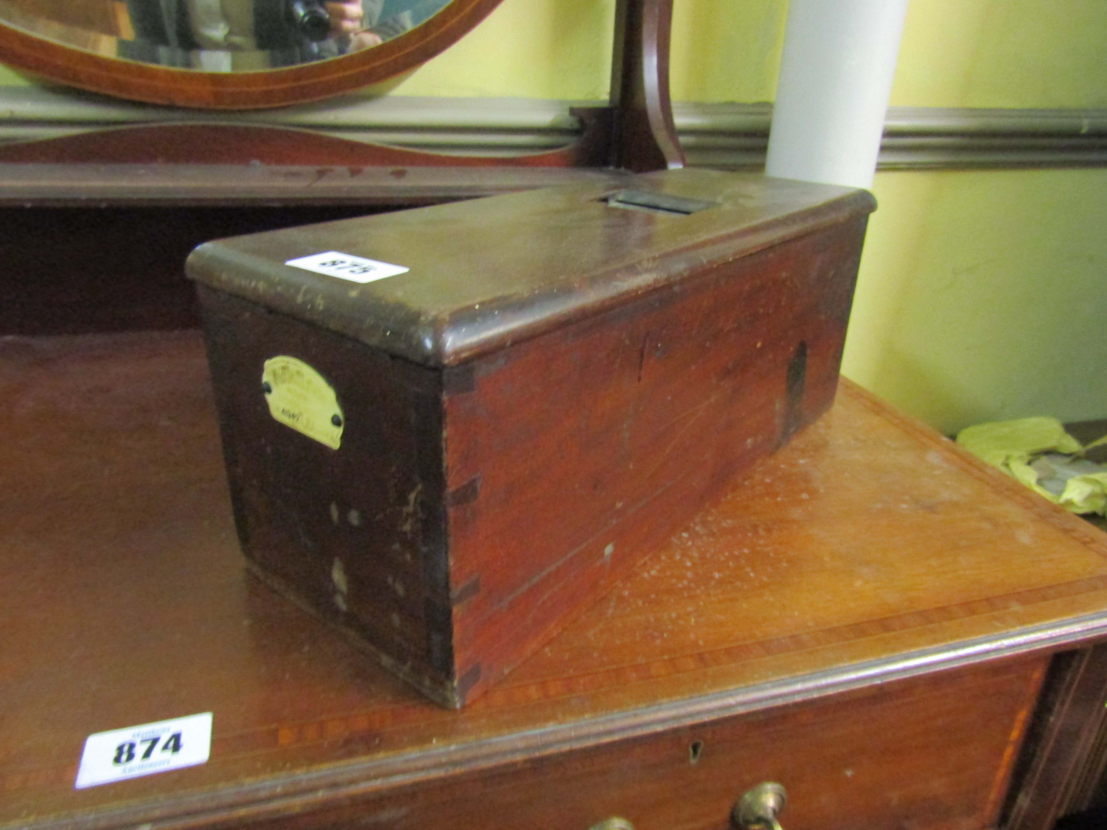 Early Victorian Mahogany Brass Mounted Cash Register