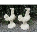Pair of Cast Iron Cockerel Motif Figures Each 16 Inches High Approximately