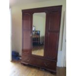 Antique Mahogany Single Door Wardrobe with Long Deep Drawer to Base 6ft 10 Inches High x 52 Inches