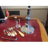 Collection of Various Silver Plated Items Including Large Candle Stick