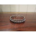 Solid Silver Bangle with Link Strand Decoration