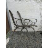 Pair of Antique Iron Bench Ends with Shaped Arms