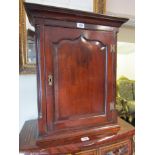 George III Mahogany Hanging Cabinet Carved Flanked by Chased Pillarettes Brass Fitted 21 Inches Wide