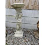 Stone Bird Bath with Classical Cherub Support