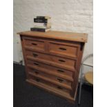 Solid Pine Chest of Two Short and Three Long Drawers 38 Inches Wide Approximately