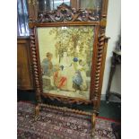 William IV Rosewood Needlepoint Framed Screen on Well Carved Supports 42 Inches High