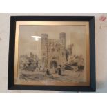 P O Neill Shanes Castle Pencil Sketch Dated 1853 14 Inches High x 16 Inches Wide