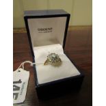 Ladies Aquamarine and Diamond 9Ct Gold Cluster Ring