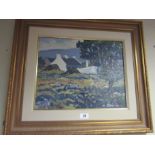 William Ennis Oil on Board Cottage Country Scene in Gilded Frame 16 Inches High x 20 Inches Wide