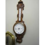 Antique Banjo Barometer with Carved Decoration 22 Inches High Approximately