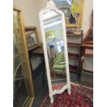 Contemporary French Grey Slender Pier Mirror with Carved Decoration