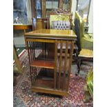 Edwardian Revolving Bookcase with Marquetry Decoration on Swept Supports 19 Inches Wide x 33