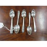 Five Georgian Irish Solid Silver Bright Cut Tea Spoons