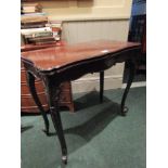 Victorian Rosewood Foldover Games Table on Carved Cabriole Supports 32 Inches Wide Approximately