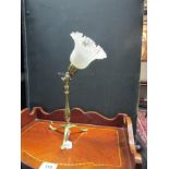 Antique Art Nouveau Table Lamp Adjustable with Tulip Glass Shade