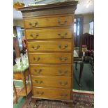 Victorian Mahogany Tall Chest with Carved Upper Decoration on Bracket Supports 30 Inches Wide x 59