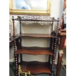 Victorian Mahogany What Not with Bow Front and Barley Twist Columns