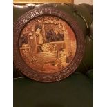 Oriental Scene Wall Charger Depicting Interior Tavern Scene 14 Inches Wide