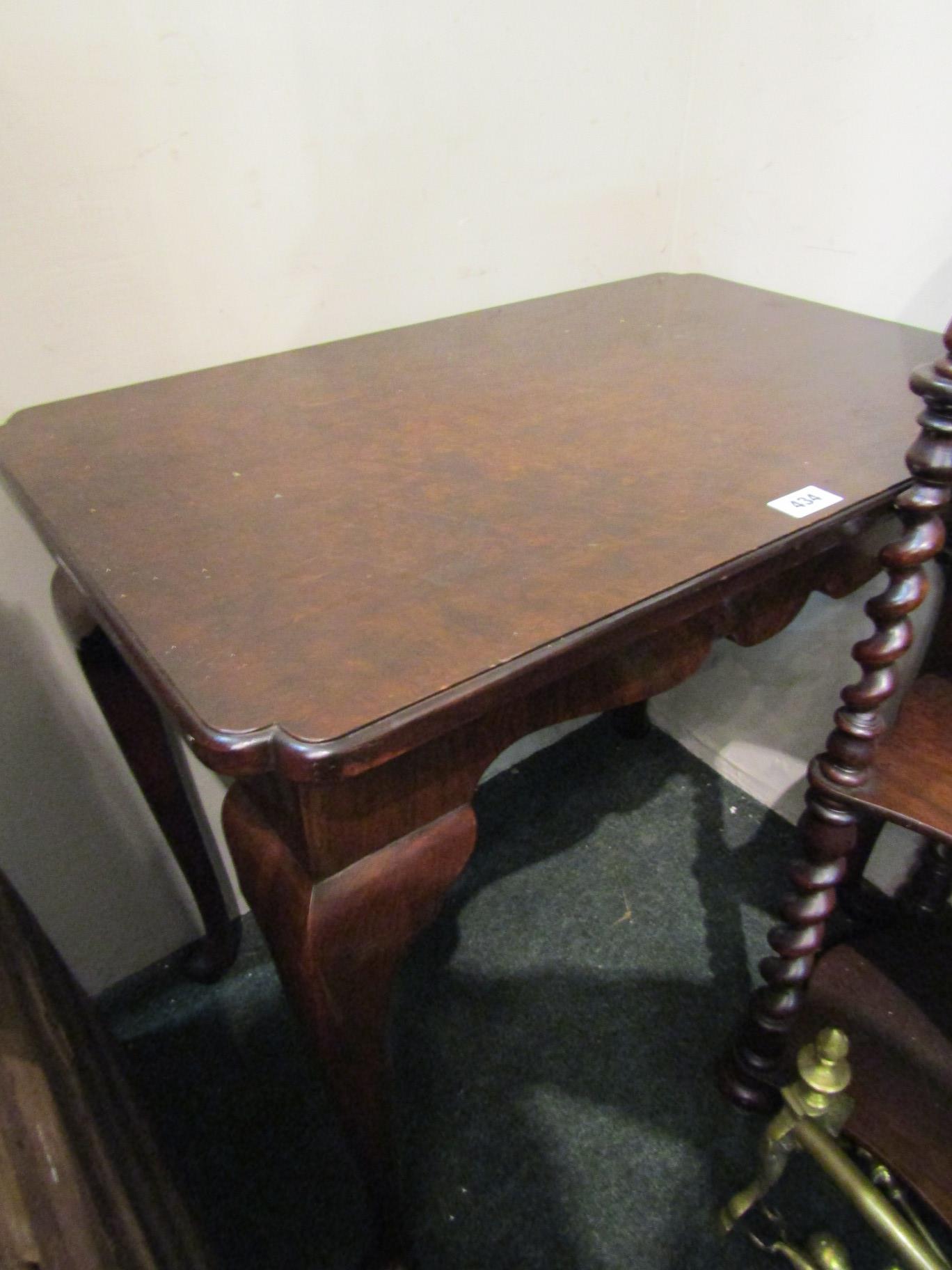 Antique Walnut Silver Table on Queen Anne Supports