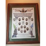 Framed Lithograph of Irish Military Interest of Large Size in Frame