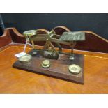 Antique Brass Postal Weighing Scales with Accompanying Weights