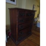 Large Hardwood Chest of Drawers with Iron Forged Handles and Carved Side Pillar Decoration 39 Inches