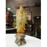 Carved Jade Oriental Figure of Woman and Child