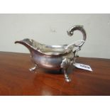 Georgian Solid Silver Sauce Boat Standing on Three Shaped Feet with Flying C Scroll Handle 5