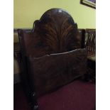 Fine Feathered Mahogany Antique Single Bed with Dome Shaped Headboard Side Supports Included
