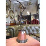 Art Deco Bronze of a Lady in Dance Form with Arms Aloft on Marble Base 20 Inches High