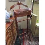 Mahogany Valet Stand with Turned Handles on Twist Motif Pillarettes 50 Inches High