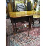 Antique Sunderland Drop Leaf Table with Cross Banding on Cabriole Supports 27 Inches Wide x 28