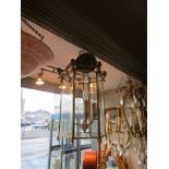 Brass French Hanging Lantern with Swag Motif Decoration 24 Inches High