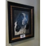 Framed Oil on Board of Spaniel Dog Signed 7 Inches High x 5 Inches Wide