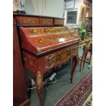 Kingswood Marquetry Decorated Inlaid Desk Ormolu Mounts 30 Inches Wide