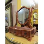Antique Shield Motif Shaving Mirror with Fruit Wood Inlay on Bracket Supports