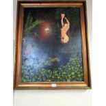 Liam Delaney Water Goddess Oil on Board Signed 38 Inches High x 24 Inches Wide Approximately